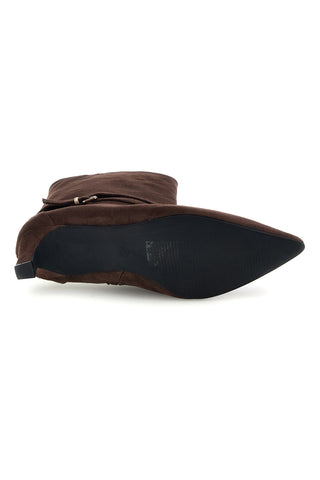 Braune Stiefeletten mit Absatz und Schnalle von Le Havre Paris L26A15B22