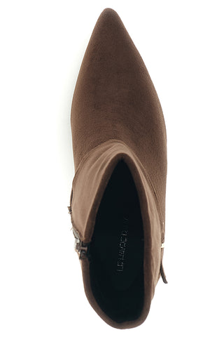 Braune Stiefeletten mit Absatz und Schnalle von Le Havre Paris L26A15B22