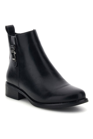 Schwarze Stiefeletten mit seitlichem Reißverschluss und Metallschnalle Mon dieu 9Y0866