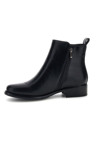 Schwarze Stiefeletten mit seitlichem Reißverschluss und Metallschnalle Mon dieu 9Y0866
