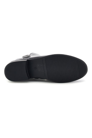 Schwarze Stiefeletten mit seitlichem Reißverschluss und Metallschnalle Mon dieu 9Y0866
