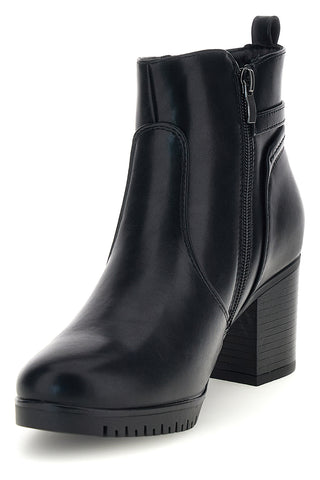Schwarze Stiefeletten mit Riemchen, Reißverschluss und breitem Absatz von Mon dieu H25661