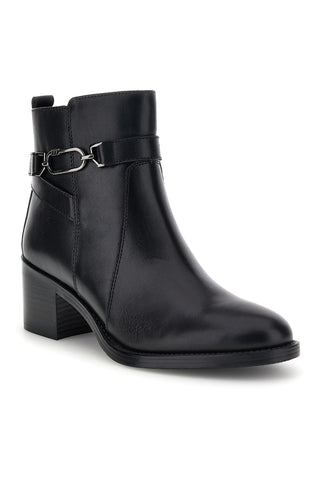 Schwarze Lederstiefeletten mit Riemchen und Absatz von Pittarello, Modell BB266202
