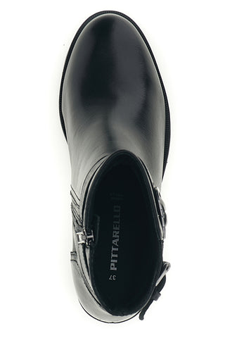 Schwarze Stiefeletten mit Riemchen und doppeltem Ring von Pittarello 25422