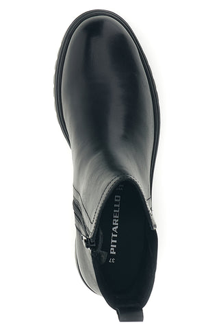 Stivaletti Beatles neri in pelle con suola carrarmato Pittarello 23606