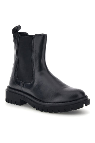 Schwarze Chelsea-Stiefeletten mit seitlichen Gummizügen und Profilsohle von Pittarello Focus KI6079