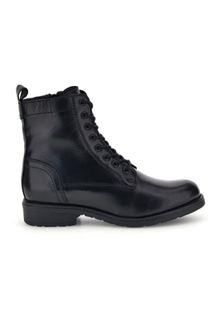Schwarze Lederstiefeletten mit Schnürsenkeln „Prima riga“ LB500
