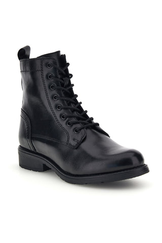 Schwarze Lederstiefeletten mit Schnürsenkeln „Prima riga“ LB500