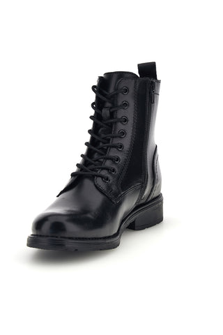 Schwarze Lederstiefeletten mit Schnürsenkeln „Prima riga“ LB500