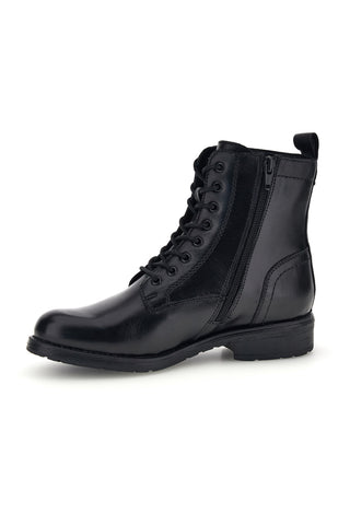 Schwarze Lederstiefeletten mit Schnürsenkeln „Prima riga“ LB500