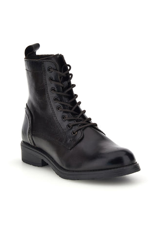 Dunkelbraune Lederstiefeletten mit Schnürsenkeln „Prima riga“ LB500