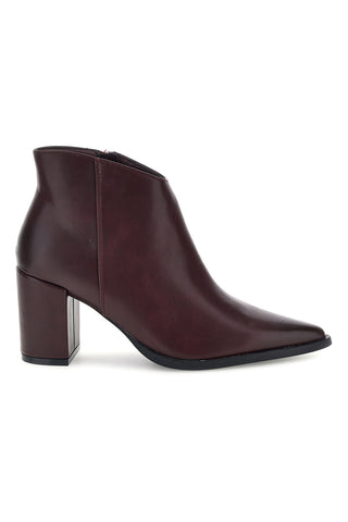 Bordeauxrote Stiefeletten mit spitzer Zehenpartie und Absatz Energy I371