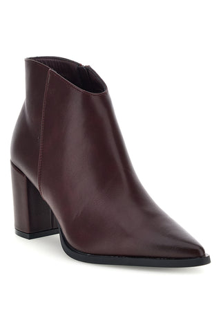 Bordeauxrote Stiefeletten mit spitzer Zehenpartie und Absatz Energy I371