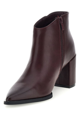 Bordeauxrote Stiefeletten mit spitzer Zehenpartie und Absatz Energy I371