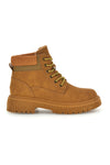 Kamelbraune Stiefeletten mit Schnürung und Profilsohle, erste Reihe GB2012