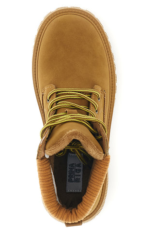 Kamelbraune Stiefeletten mit Schnürung und Profilsohle, erste Reihe GB2012