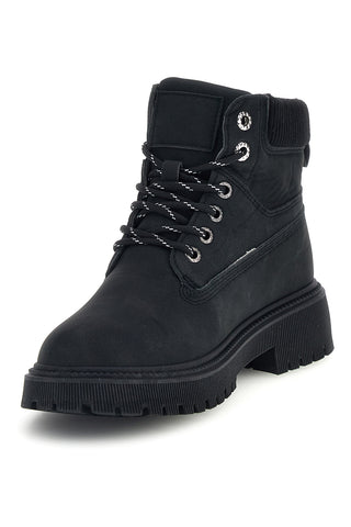 Schwarze Stiefeletten mit Schnürung und Profilsohle von Prima Riga B005