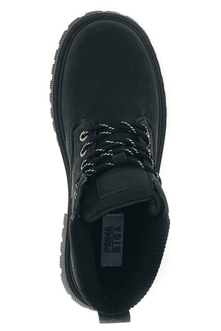 Schwarze Stiefeletten mit Schnürung und Profilsohle von Prima Riga B005
