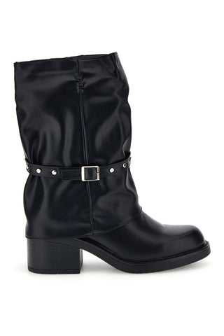 Schwarze Stiefel mit Absatz und Zierriemen „Le Havre“ 2579001