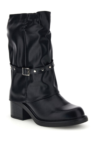 Schwarze Stiefel mit Absatz und Zierriemen „Le Havre“ 2579001