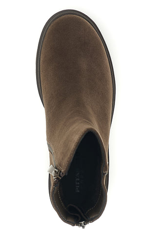 Braune Stiefeletten in Wildlederoptik mit doppeltem Reißverschluss und Profilsohle – Pittarello Capsule TW26W6253608