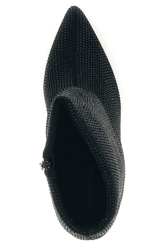Schwarze Stiefeletten mit Strasssteinen, Umschlag und Stilettoabsatz von Le Havre Paris, Modell MGS781XS101S9