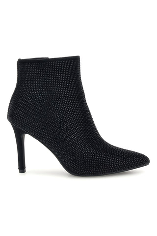 Schwarze Stiefeletten mit Strasssteinen und Stilettoabsatz von Le Havre Paris, Modell MGS781XS101S4