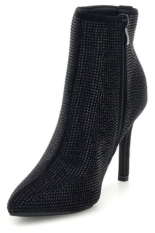 Schwarze Stiefeletten mit Strasssteinen und Stilettoabsatz von Le Havre Paris, Modell MGS781XS101S4