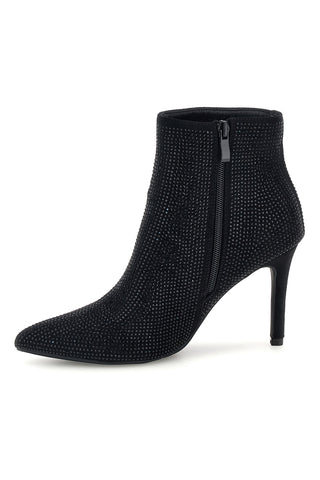 Schwarze Stiefeletten mit Strasssteinen und Stilettoabsatz von Le Havre Paris, Modell MGS781XS101S4