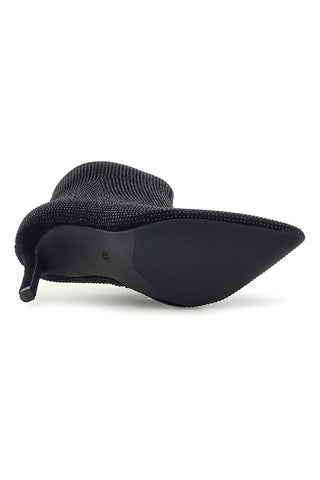 Schwarze Stiefeletten mit Strasssteinen und Stilettoabsatz von Le Havre Paris, Modell MGS781XS101S4