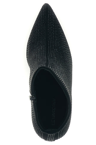 Schwarze Stiefeletten mit Strasssteinen und Stilettoabsatz von Le Havre Paris, Modell MGS781XS101S4