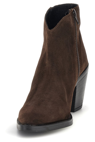 Braune Lederstiefeletten mit Absatz und Reißverschluss von Pittarello, Modell Glam 6326400