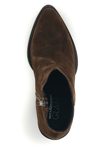 Braune Lederstiefeletten mit Absatz und Reißverschluss von Pittarello, Modell Glam 6326400