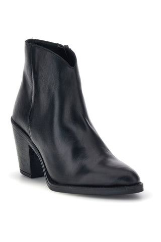 Schwarze Lederstiefeletten mit Absatz und Reißverschluss Pittarello Glam 6326400