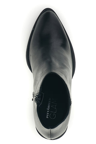 Schwarze Lederstiefeletten mit Absatz und Reißverschluss Pittarello Glam 6326400