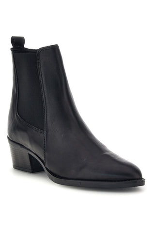 Schwarze Stiefeletten aus echtem Leder mit seitlichen Gummibändern und mittlerem Absatz – Pittarello Glam 6346651
