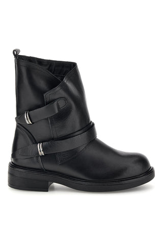 Stivaletti neri in vera pelle made in Italy con cinturini Pittarello Love 84433