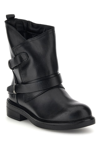 Stivaletti neri in vera pelle made in Italy con cinturini Pittarello Love 84433