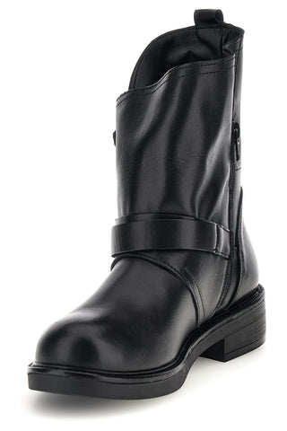 Stivaletti neri in vera pelle made in Italy con cinturini Pittarello Love 84433