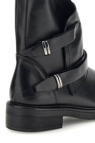 Stivaletti neri in vera pelle made in Italy con cinturini Pittarello Love 84433