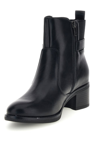 Stivaletti Neri con Tacco Basso e Fibbia Soleil H882727