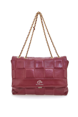 Renato Balestra 61893/BIJOUX2 Gesteppte Schultertasche mit Kette in Burgunderrot