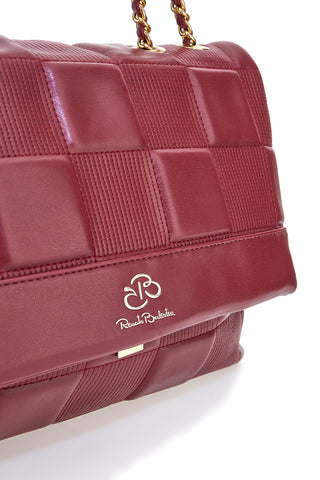 Renato Balestra 61893/BIJOUX2 Gesteppte Schultertasche mit Kette in Burgunderrot