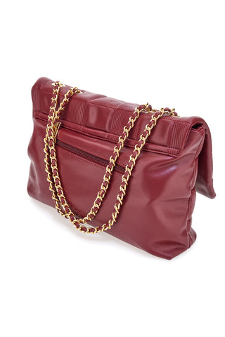 Renato Balestra 61893/BIJOUX2 Gesteppte Schultertasche mit Kette in Burgunderrot