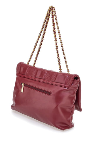 Renato Balestra 61893/BIJOUX2 Gesteppte Schultertasche mit Kette in Burgunderrot