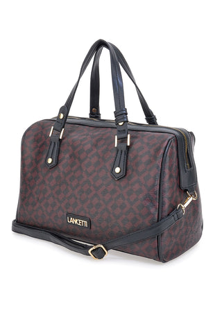 Borsa bauletto bordeaux con stampa geometrica Lancetti Rosanna