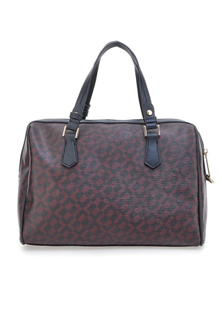 Borsa bauletto bordeaux con stampa geometrica Lancetti Rosanna