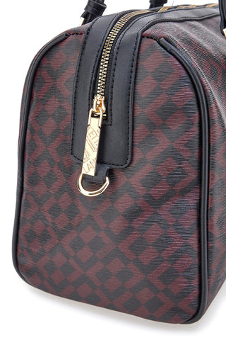 Borsa bauletto bordeaux con stampa geometrica Lancetti Rosanna