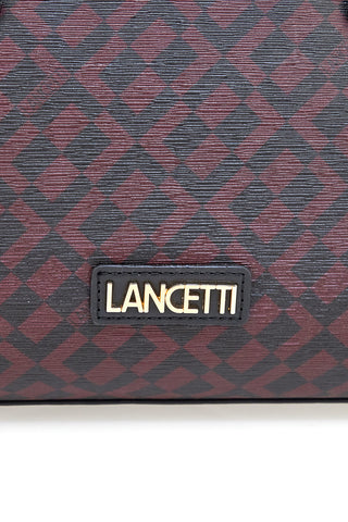Borsa bauletto bordeaux con stampa geometrica Lancetti Rosanna