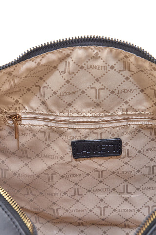 Borsa bauletto bordeaux con stampa geometrica Lancetti Rosanna